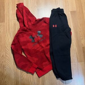 Under Armour Kids Red Hoodie and Black Joggers